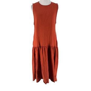 FP Beach Free People Burnt Orange Drop Waist Midi Dress Size Small